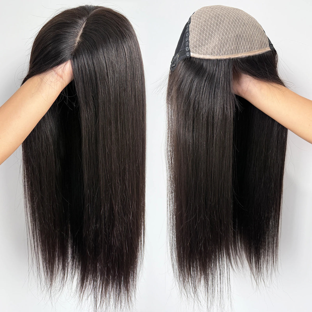 Straight Human Hair Silk Top Wig, 6x6, PU Front, Realistic Scalp