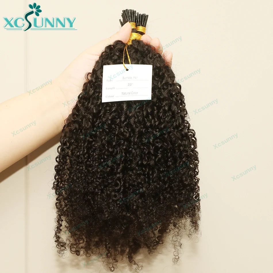 Itip Kinky Curly Human Hair Extensions Burmese Itips Microlink I Tips