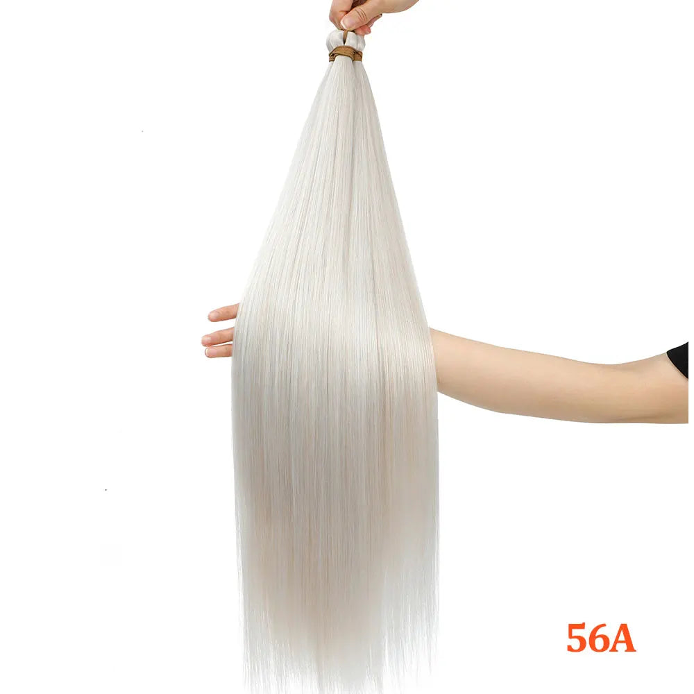 300G Straight Pony Hair Bundles Crochet Braids Synthetic Braiding Ombre Brown Soft