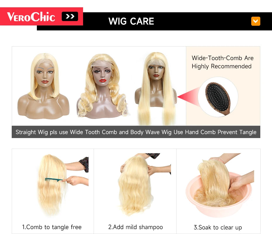 613 Honey Blonde Straight Human Hair Lace Frontal Wig, 13x6 13x4, Pre-Plucked, Brazilian