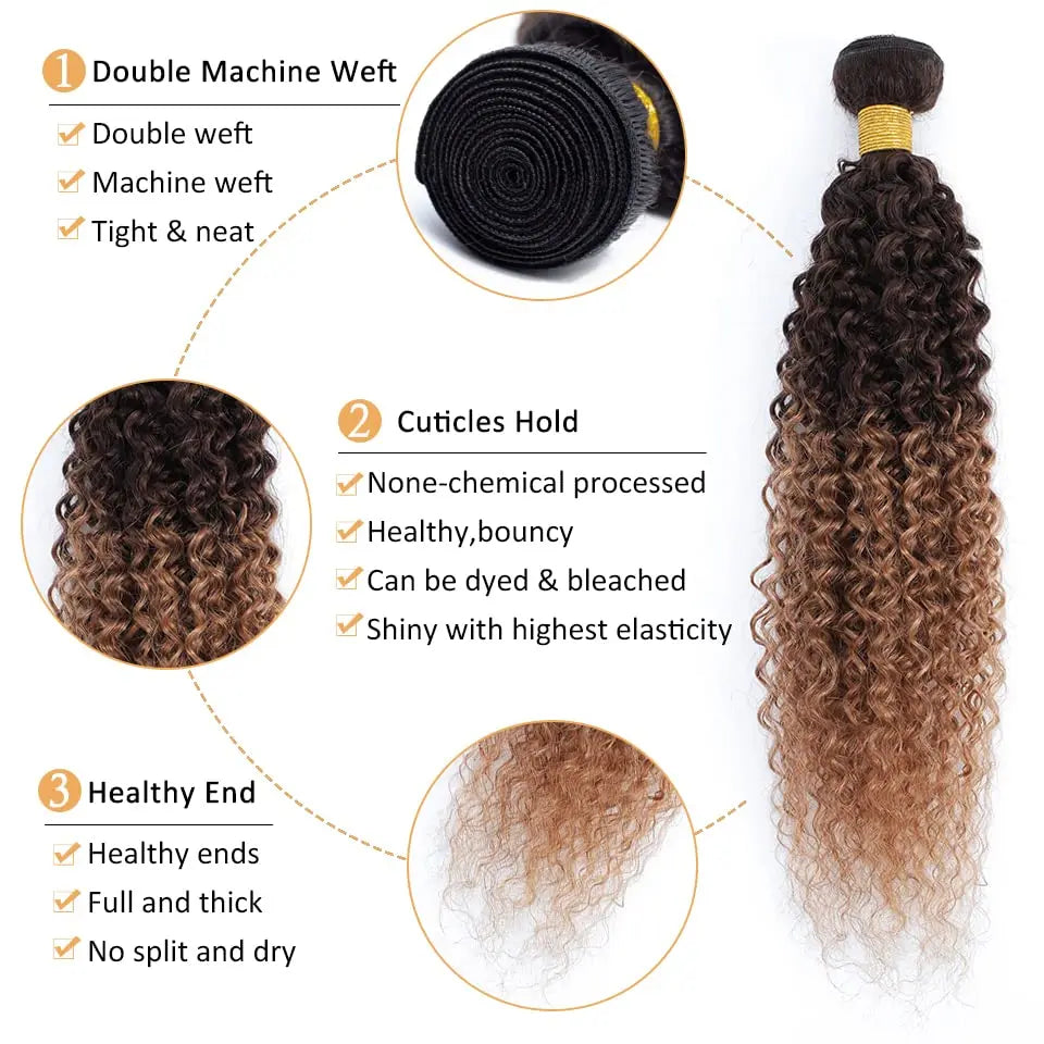 12A Kinky Curly Hair Bundles 1/3/ Jerry Human Burmese Extensions, 100% Unprocessed
