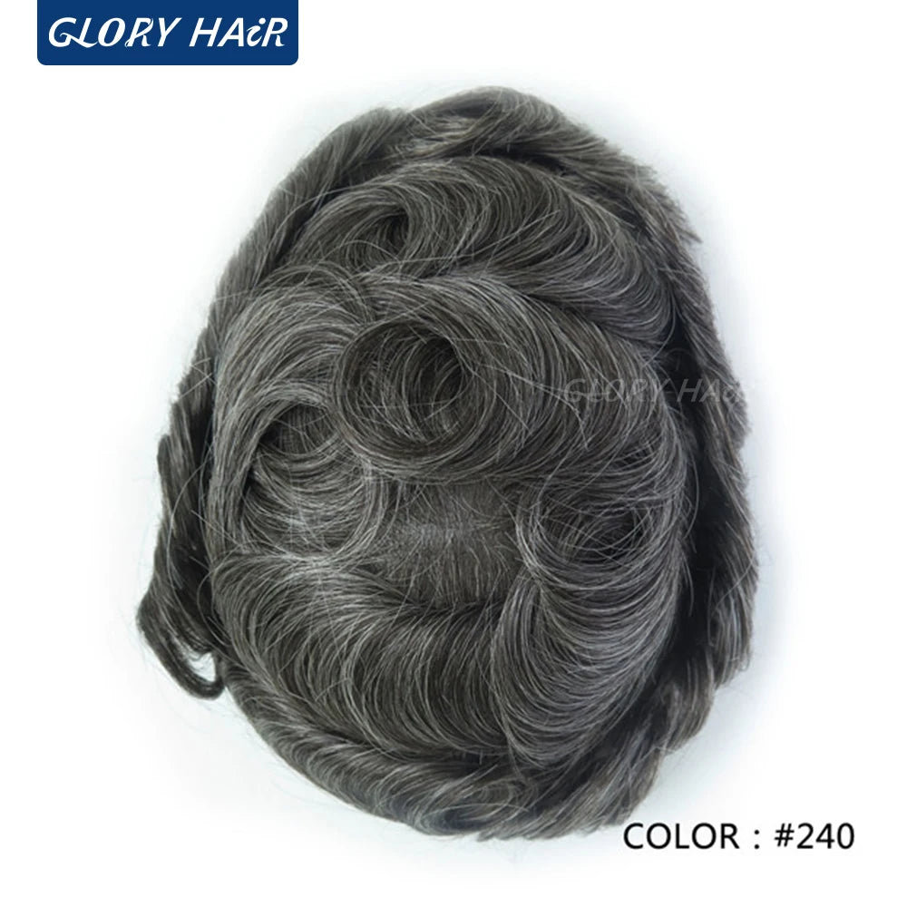 Double Knotted Man Toupee 130% Density Discounted Price Hair Unit Durable Men's Capillary Prosthesis Wig