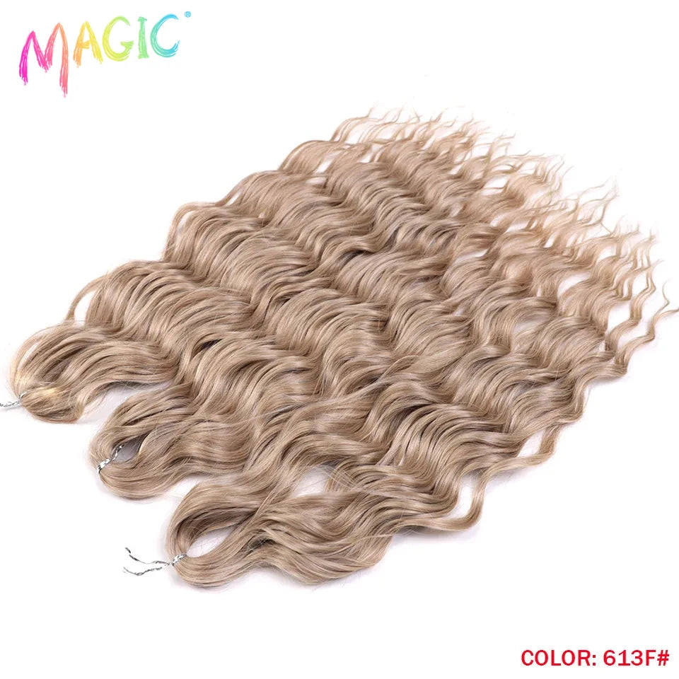 Water Wave Braiding Hair Extensions Ombre Blonde Deep Afro Curl Twist Crochet