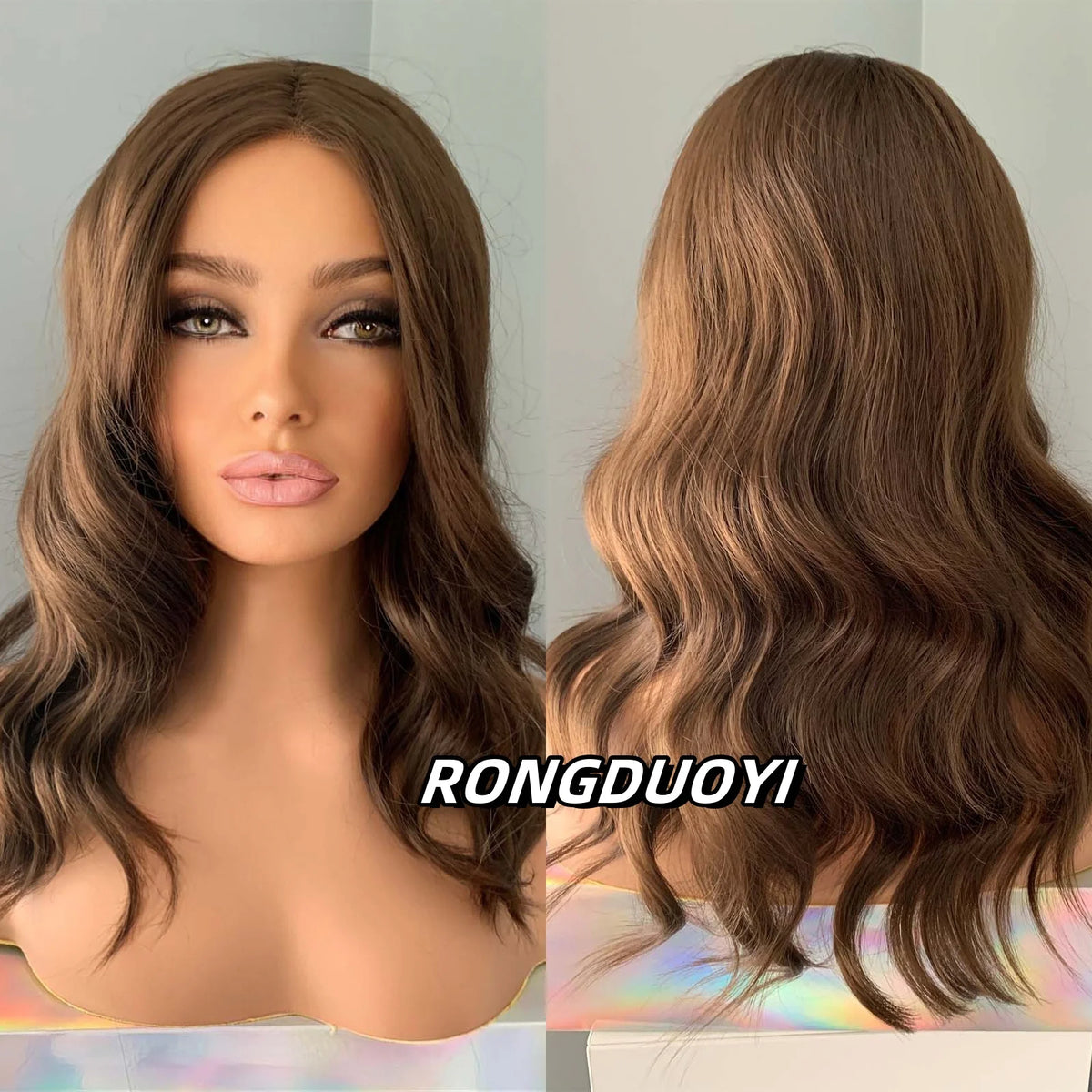 Brown Wig Short Wavy Synthetic Lace Front Natural Frontal Chocolate Brunette Hair