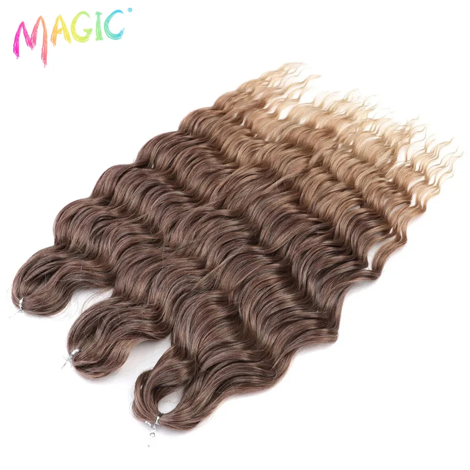 Water Wave Braiding Hair Extensions Ombre Blonde Deep Afro Curl Twist Crochet