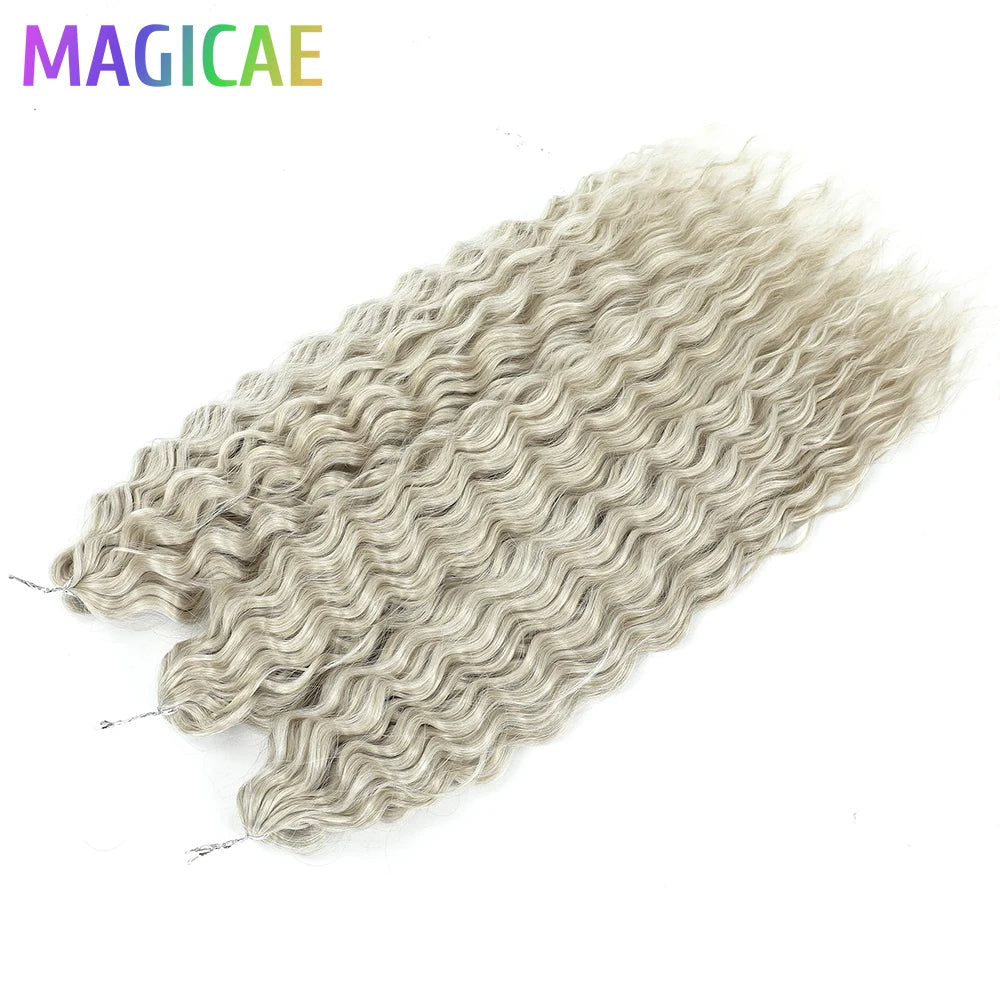 300Grams Crochet Braids Ombre Grey 22Inch Ariel Deep Wave Piano Blond Curly