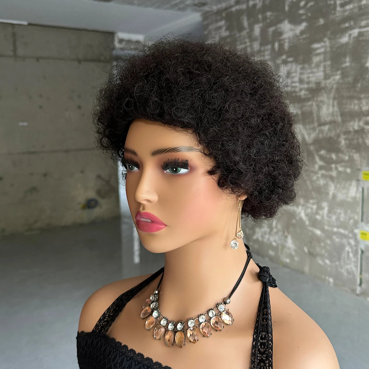 Short Afro Kinky Curly Wigs Human Hair Brazilian Full Machine Made