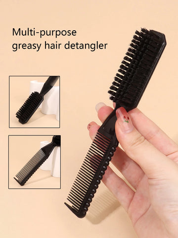 Double-Sided Comb Brush Wave Shaped Comb Professional Mustache Comb Brush Hairdresser Cleaning Brush