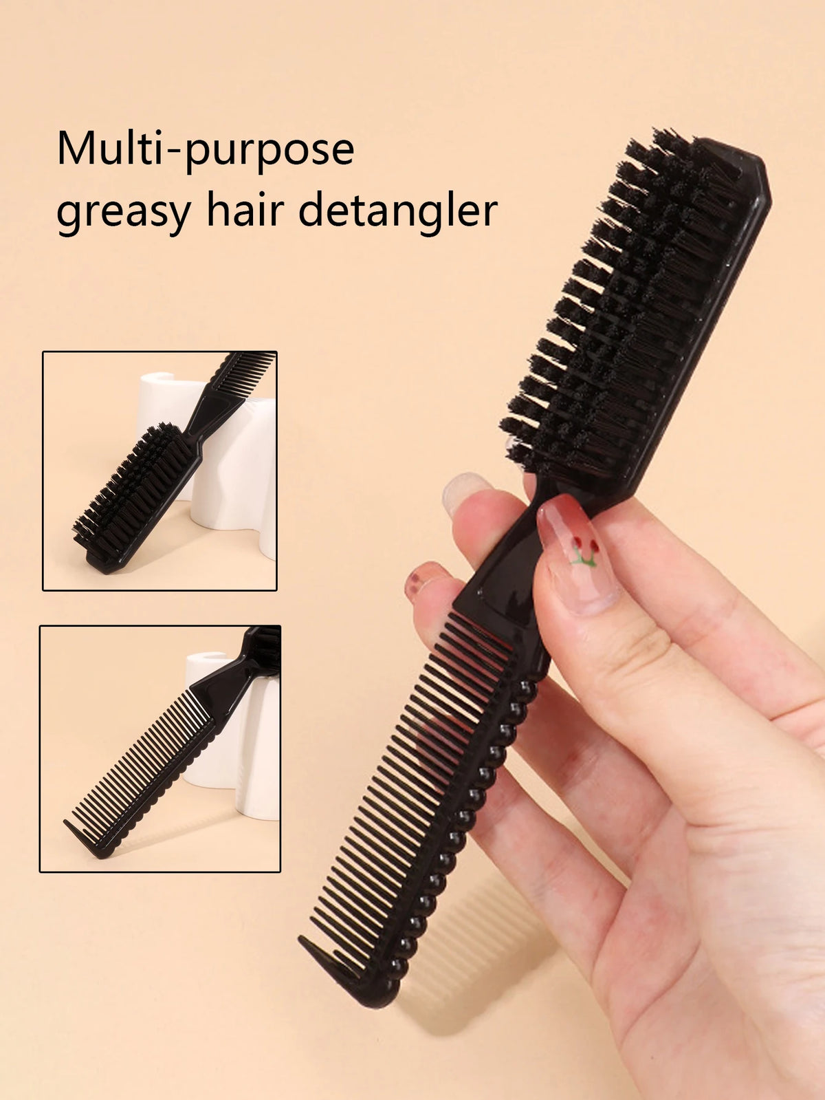 Double-Sided Comb Brush Wave Shaped Comb Professional Mustache Comb Brush Hairdresser Cleaning Brush