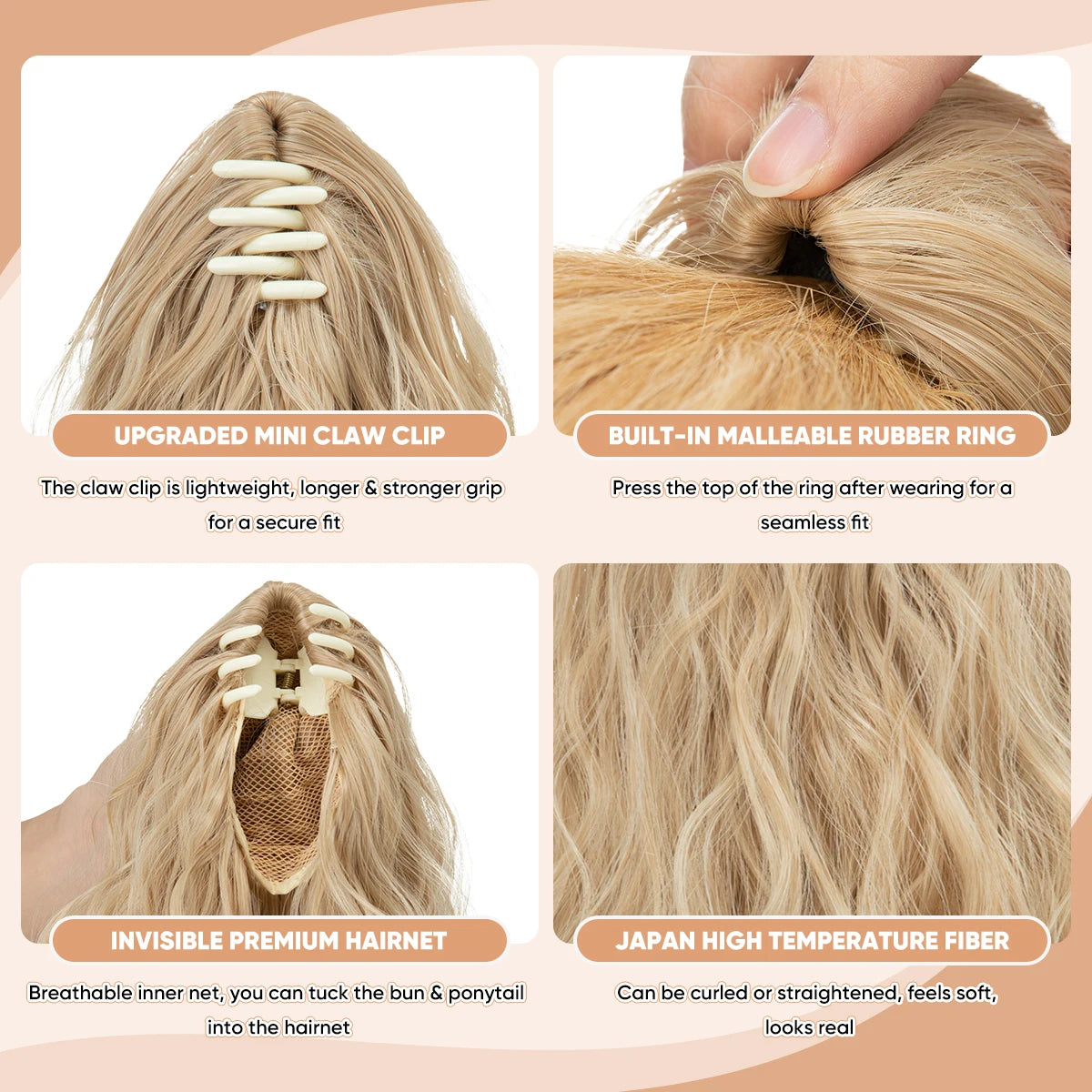 Synthetic Curly Claw Clip in Ponytail Blonde Brown Short Hairpiece 13" Fake