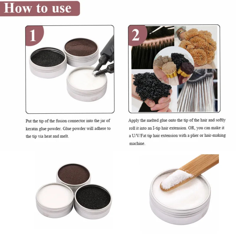 50g Italian Keratin Glue Powder/keratin Grain Powder U V Flat Tip Fusion
