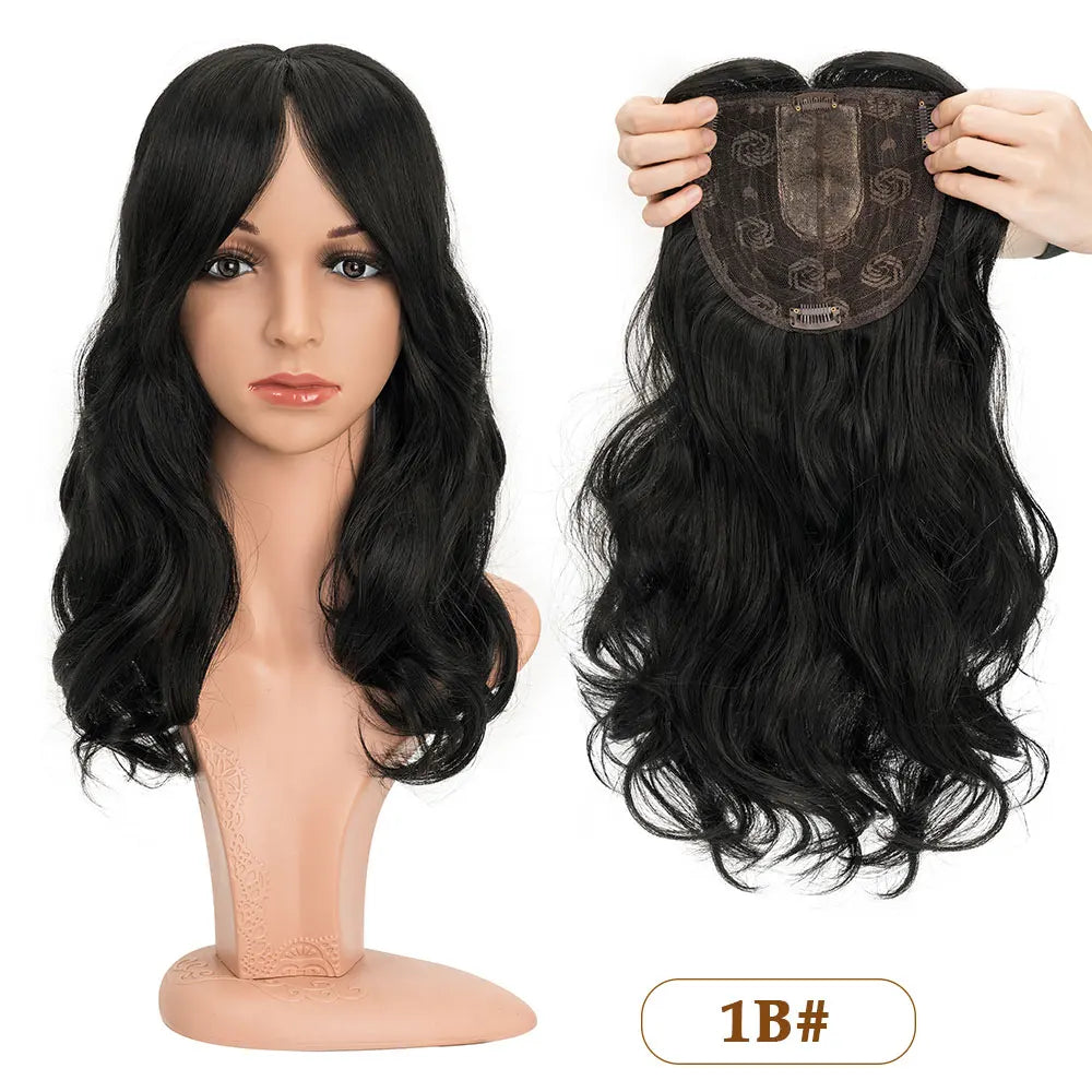 18'' Body Wave Hair Toppers Bangs Synthetic Hairpieces Adding Volume Long Layered