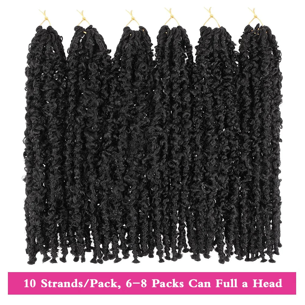 Pre-twisted Butterfly Locs Crochet Hair Short Bob Distressed Braids 1/6/8 Packs Synthetic