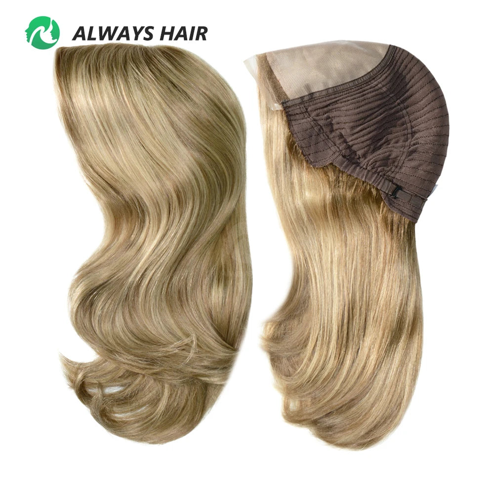 MT11-14.5" Natural 100% Human Hair Wig 1/2" Lace Front Chinese Cuticle Remy Hair Blond Wig