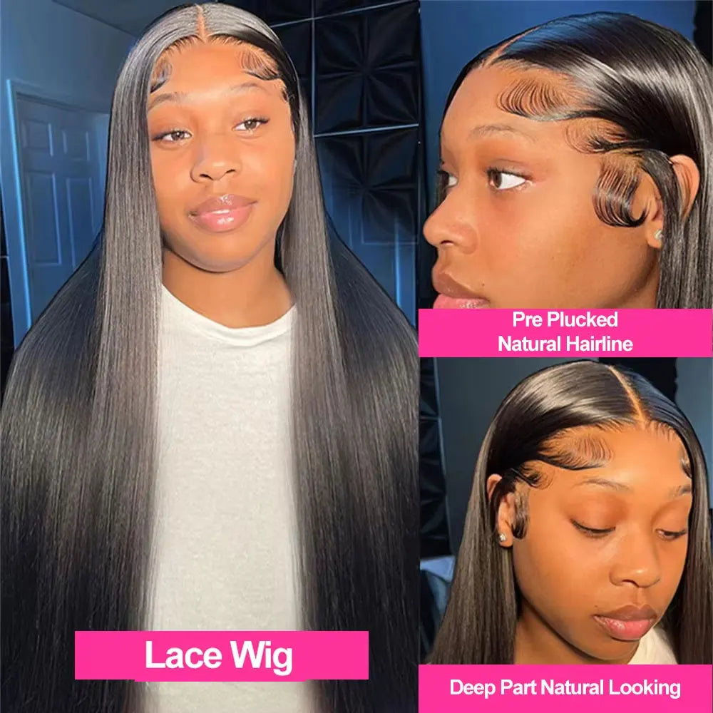 250 Density 13x4/13x6 HD Transparent Lace Front Wig, Brazilian Human Hair, Bone Straight