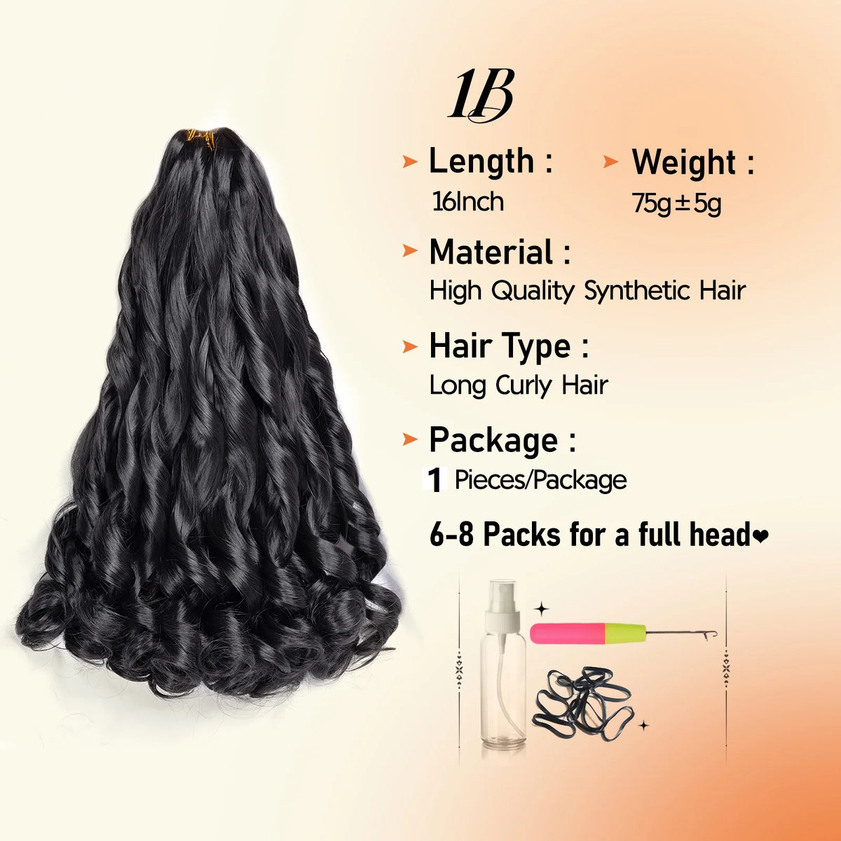 French Curly Braiding Hair 16Inch Synthetic Pre Stretched Loose Wavy Curl Extensions
