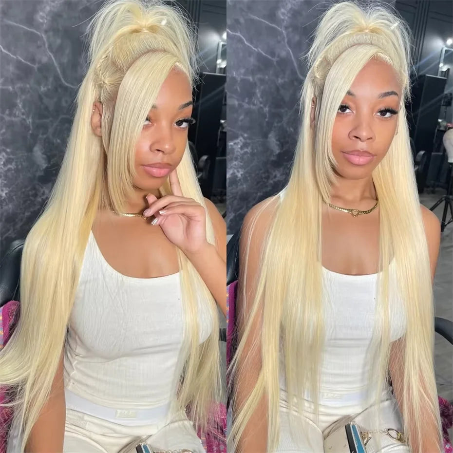 613 Honey Blonde Straight Human Hair Lace Frontal Wig, 13x6 13x4, Pre-Plucked, Brazilian