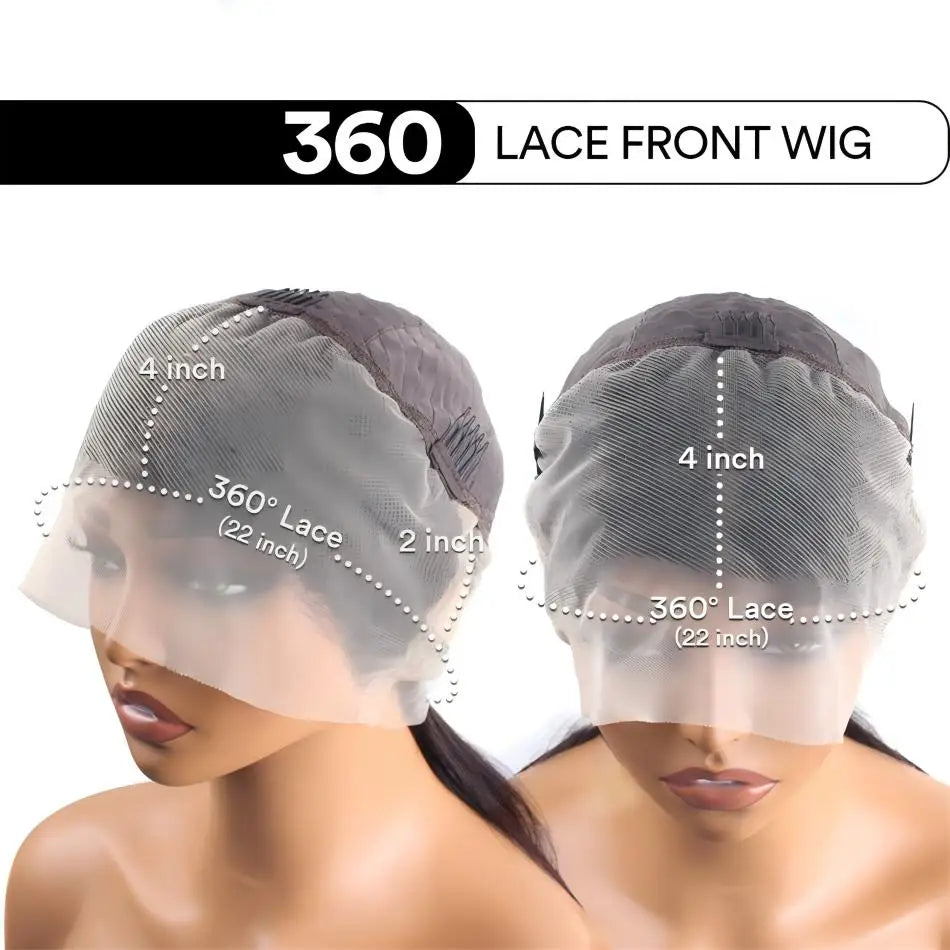 Kinky Straight HD Lace Frontal Wigs Brazilian Human Hair Density Black Full