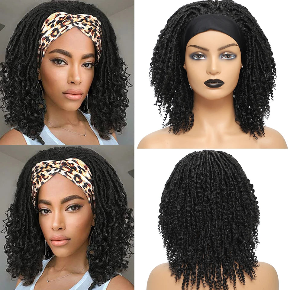 Dreadlock Curly Wig Short Synthetic Twist Hair 1B 27 Bug Ombre Brown