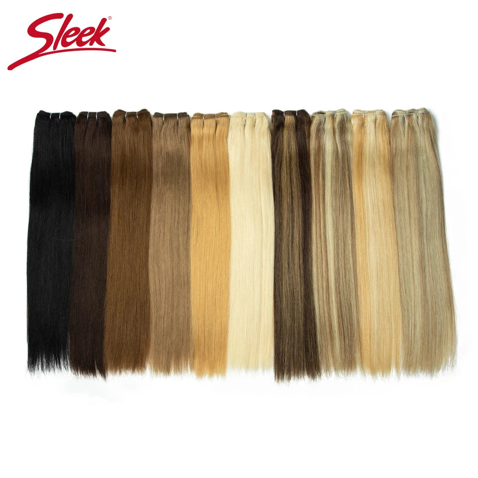 Sleek Peruvian Straight Human Hair Double Drawn Natural Weave Bundles Brown Remy