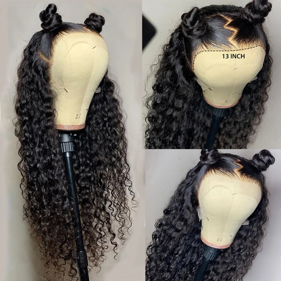 13x6 Glueless Density Brazilian Deep Wave Curly HD Lace Frontal Human Hair