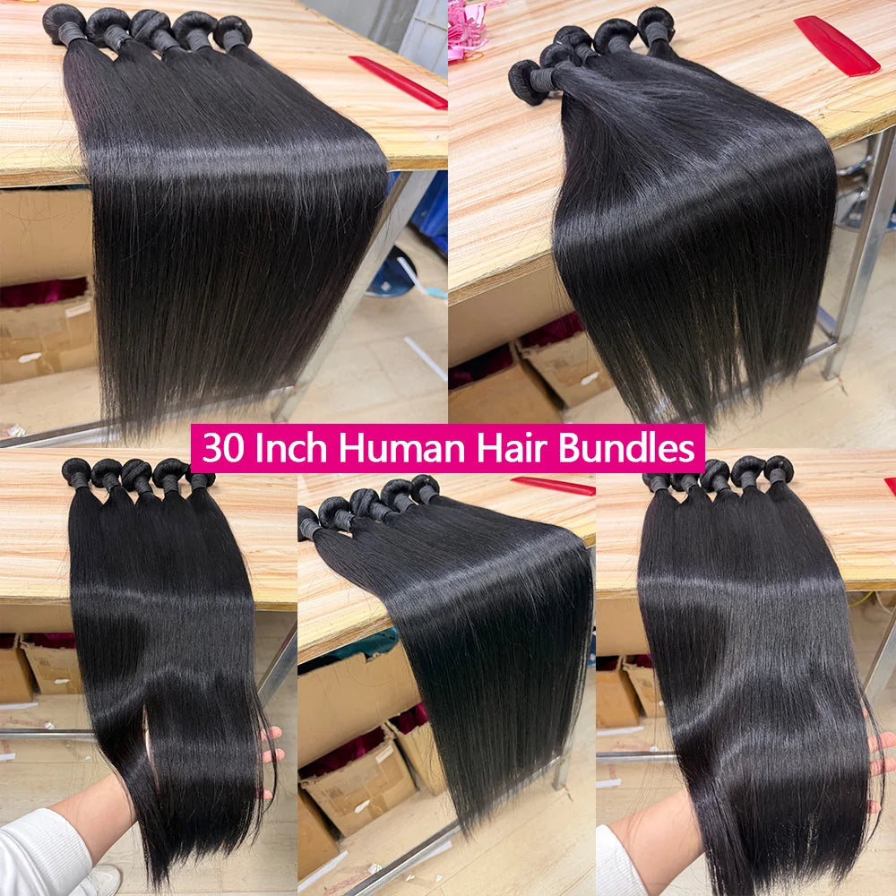 100% Human Hair Bundles Weaves Straight Extensions /Pack Brazilian Deals Raw Fast