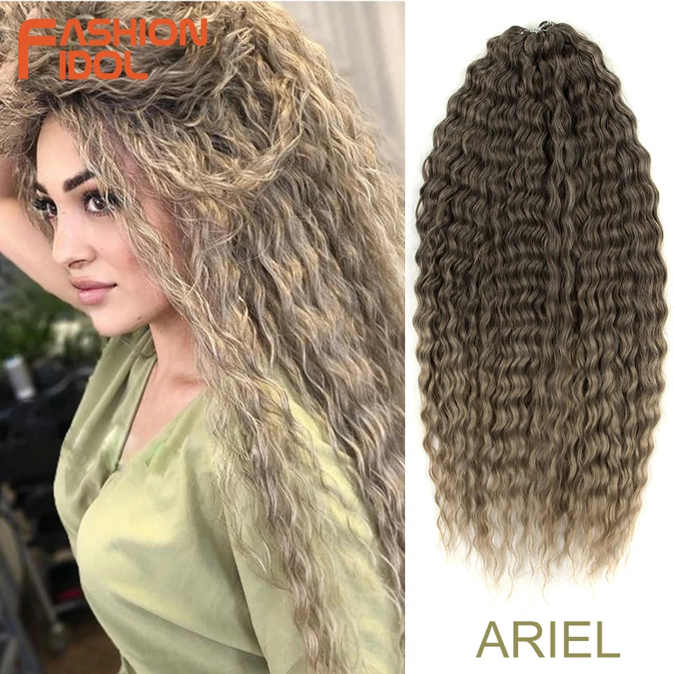 Synthetic Twist Crochet Curly Hair Water Wave Braid Ombre Blonde Brown Deep