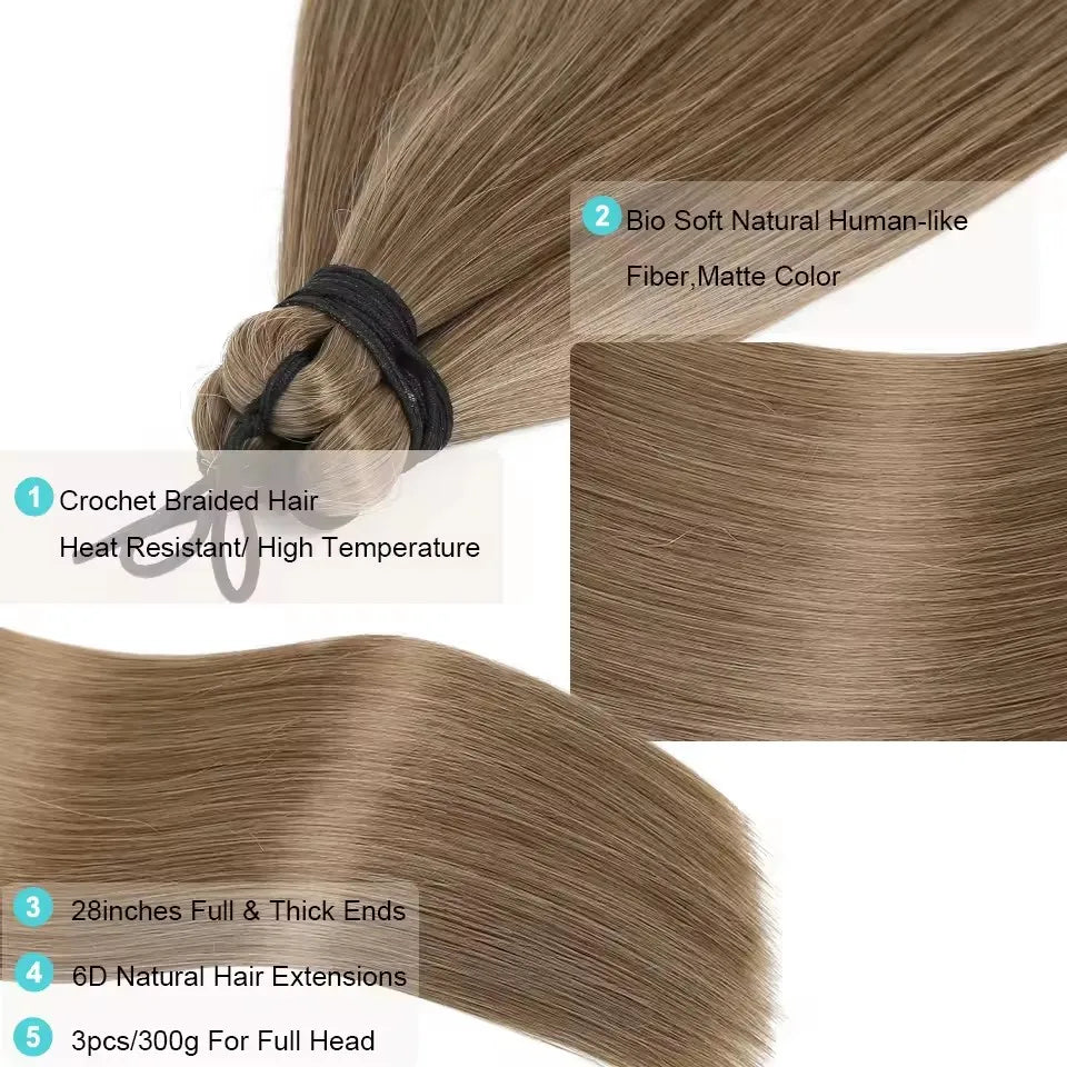 Straight Pony Hair Bundles Crochet Braids Synthetic Braiding Soft Extensions