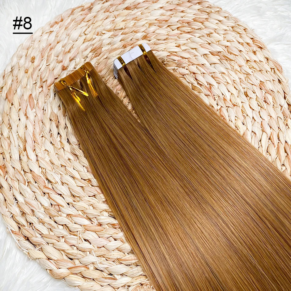 High Quality Tape Hair Extensions Full Ends Straight Hair 18-30 Inch Double Sided Adhesive Tape in Different Colors