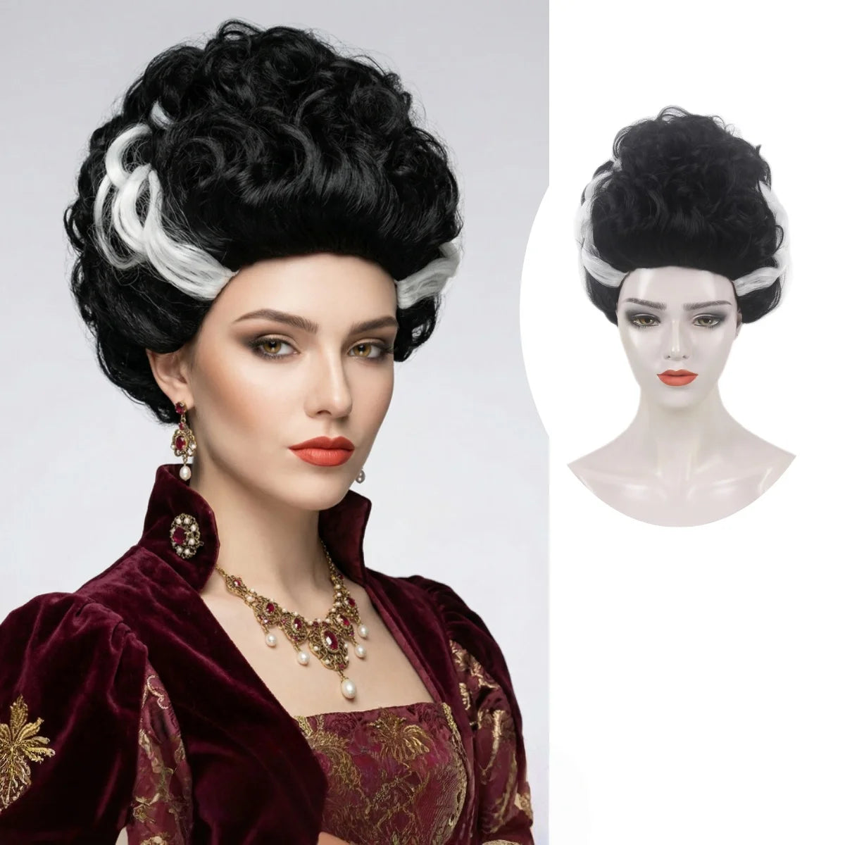Victorian Rococo Costume Cosplay Wig, 18th Century Baroque Beehive Curly Synthetic Wig