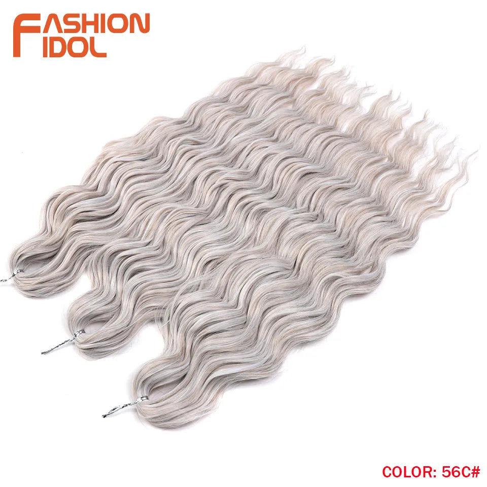 Loose Deep Wave Synthetic Braiding Hair Extensions - 24 Inch Water Wave, Ombre Blonde Twist Crochet