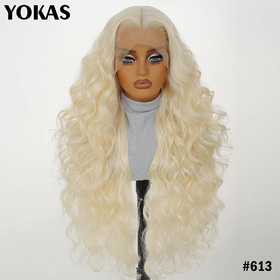 Synthetic Blend Lace Wigs Body Wave, 13x6 HD Frontal Baby Hair African