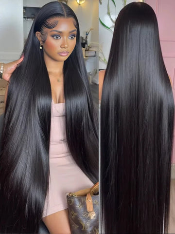 Virgin 13x4 Bone Straight HD Lace Frontal Wig Pre Plucked Transparent Density