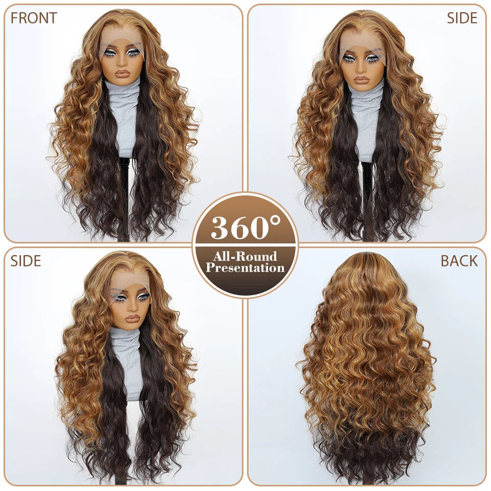 Synthetic Blend Lace Wigs Body Wave, 13x6 HD Frontal Baby Hair African