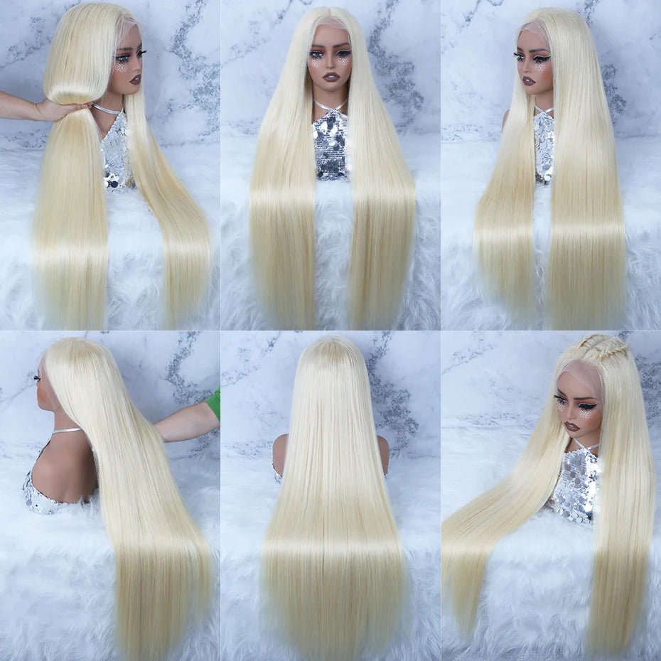 Blonde 613 Straight Raw Vietnamese Human Hair HD Lace Frontal Wig, 300% Density