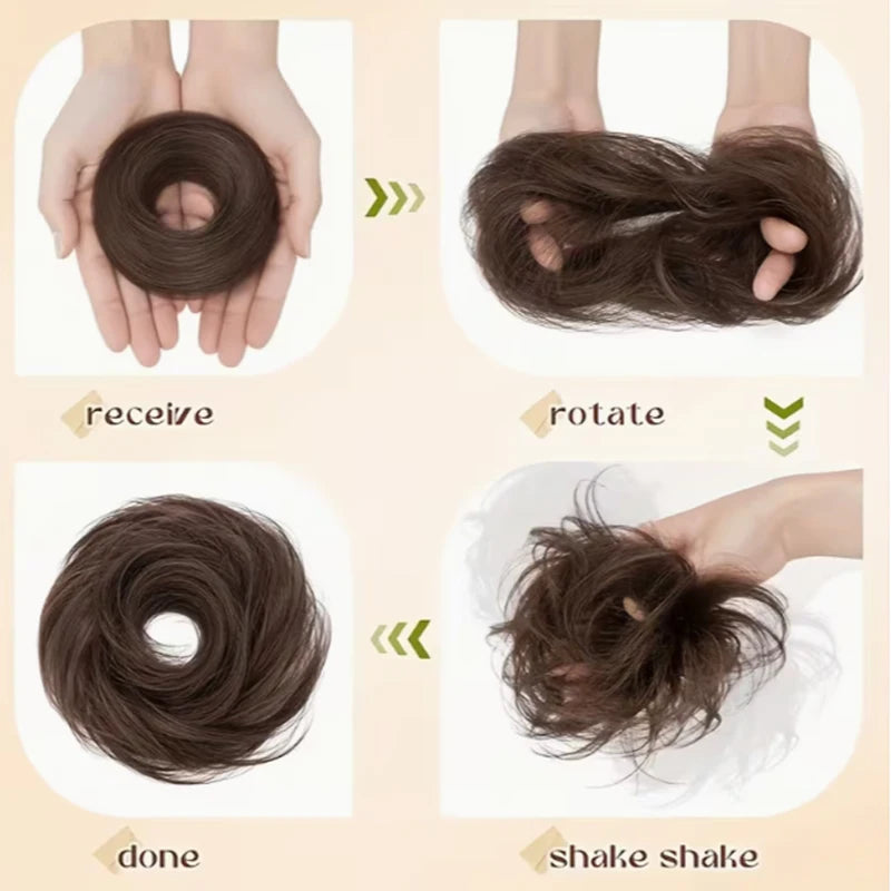 Synthetic Short Straight Hair Bun Chignon Hairpiece Ring Bun Hairstyle Heat-Resistant Easy to Wear Hair Accessories