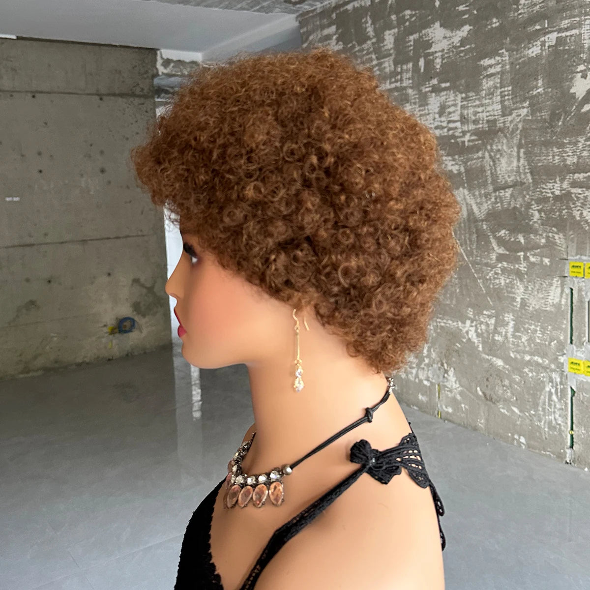 Short Afro Kinky Curly Wigs Human Hair Brazilian Full Machine Made