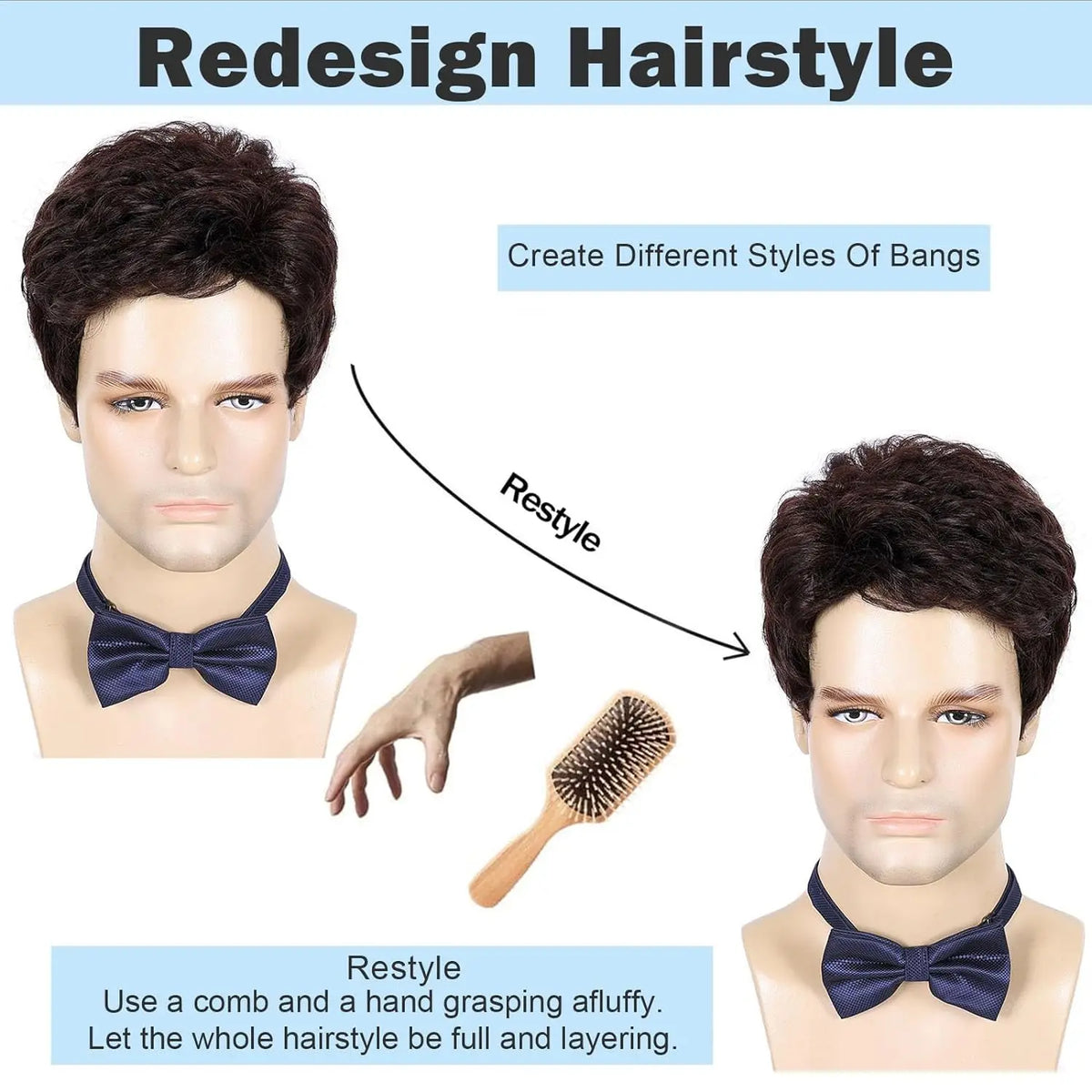 Men Wigs Short Silver Gray Wig Synthetic Heat Resistant Natural Halloween Cosplay Hair Wig