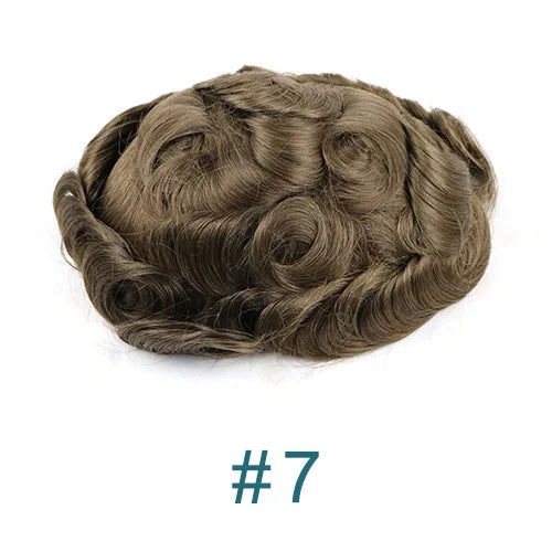 100% Human Hair Ombre Honey Brown Men's Wig Capillary Prosthesis System Natural
