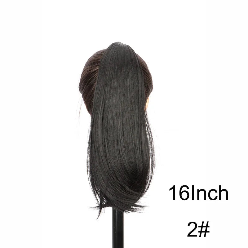 16Inch/20Inch Synthetic Wig Female Slightly Curver Ponytail Hair Extension Claw Clip in Ponytail Hairpice