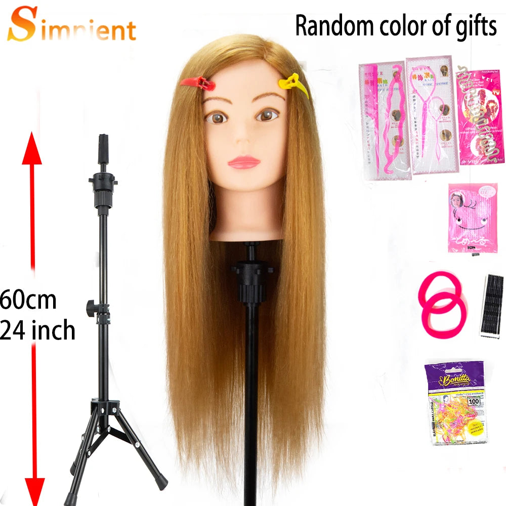 80% Real Hair Doll Head Hairstyle Professional Training Mannequin Styling To Practice