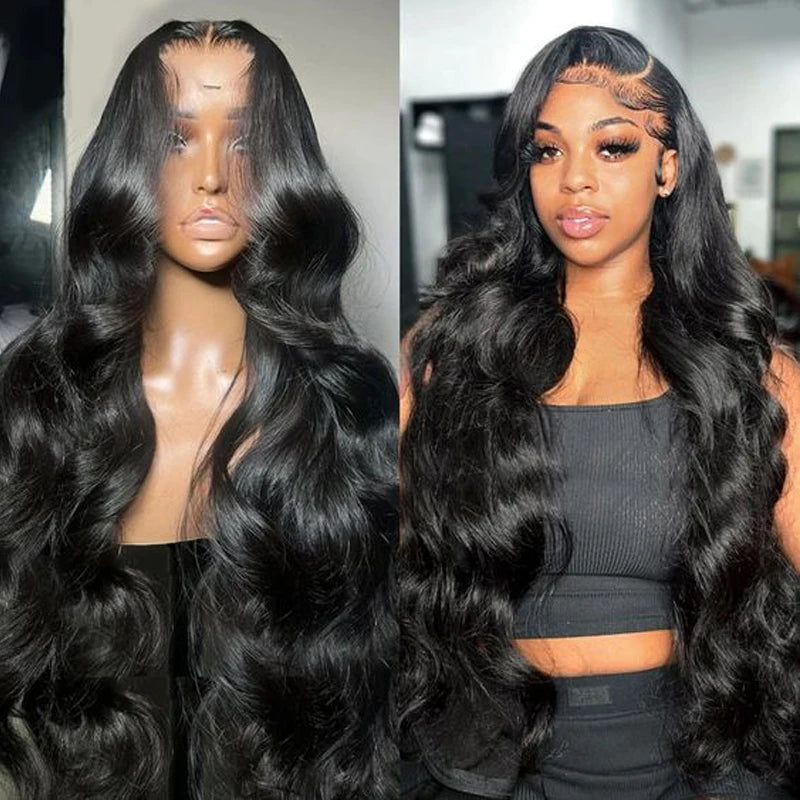 Body Wave Human Hair Lace Frontal Wigs 30inch Brazilian, 13x6 Loose Transparent