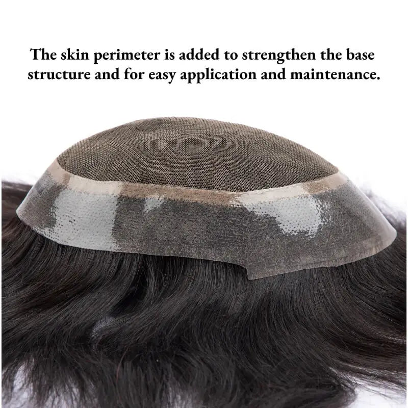 Male Hair Prosthesis Lace PU Base Breathable Natural Hairline Natural Human Hair Toupee Man Wig