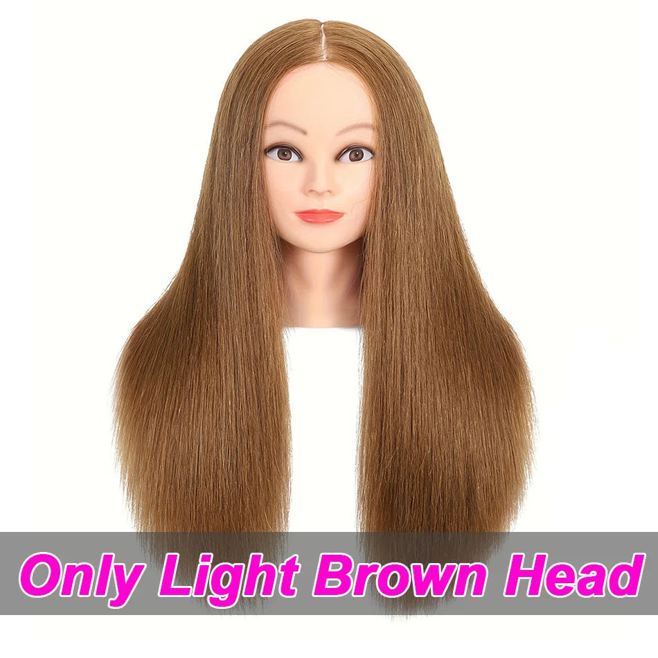 Human Hair Mannequin Head, 100% Real Perfect Hairdresser Practical Teaching Training Doll