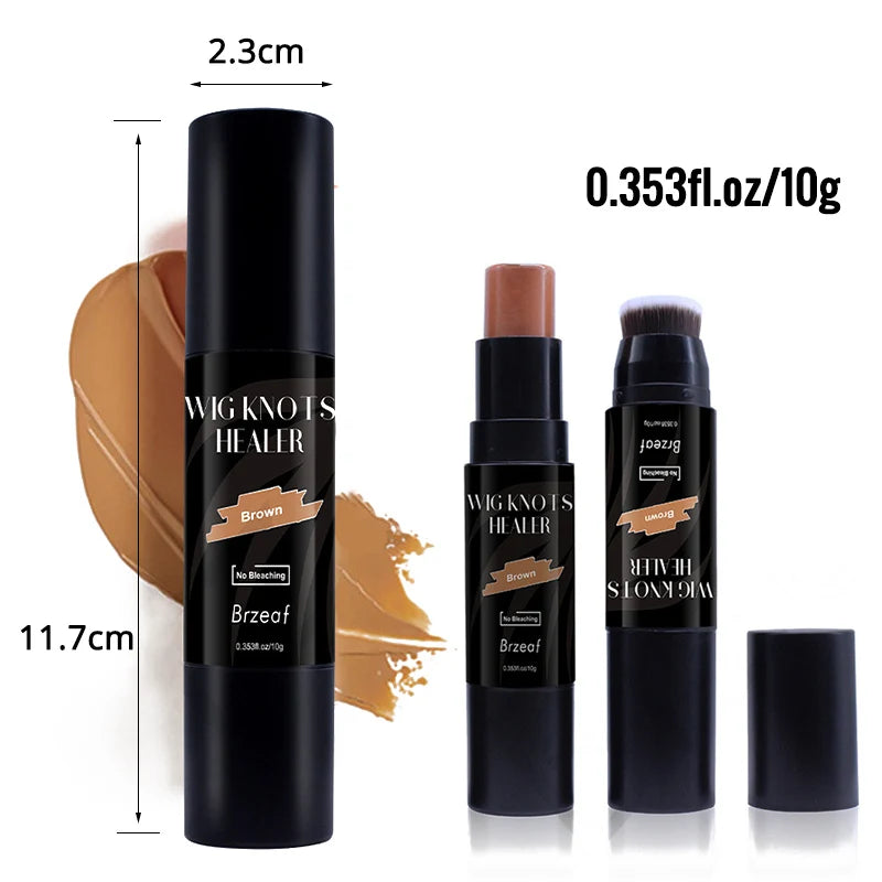 Wig Lace Dyeing Stick with Brush, Double-Head Knots Concealer Lace Tint Stick