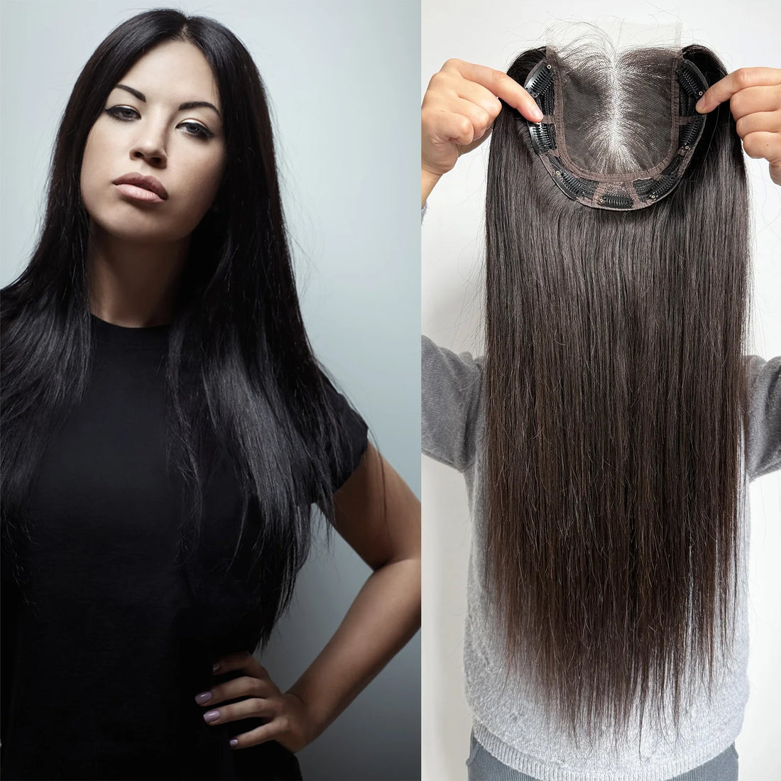 26" HD Transparent Lace Closure Topper Human Hair, 150% Density 8x8" Big