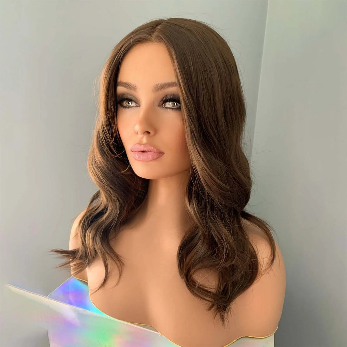Brown Wig Short Wavy Synthetic Lace Front Natural Frontal Chocolate Brunette Hair