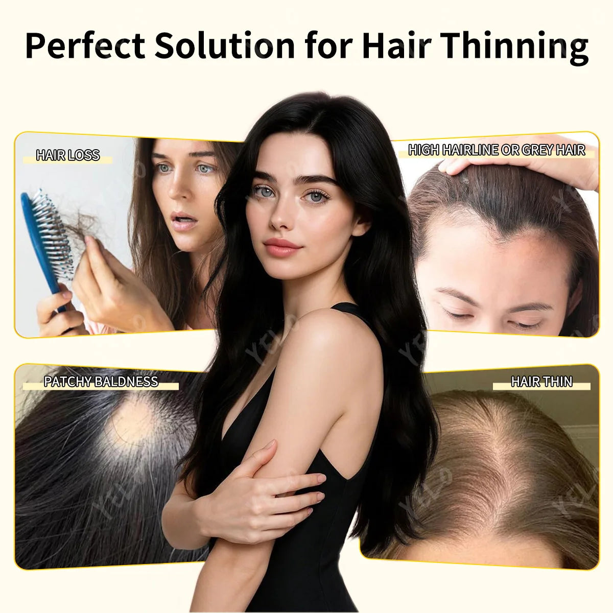 Straight Remy Human Hair Topper, 7x11cm PU Injection Skin Hairline Cover