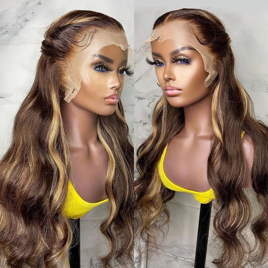 Highlight Transparent 13×4 13×6 Blond Body Wave Human Hair Wigs Pre Plucked