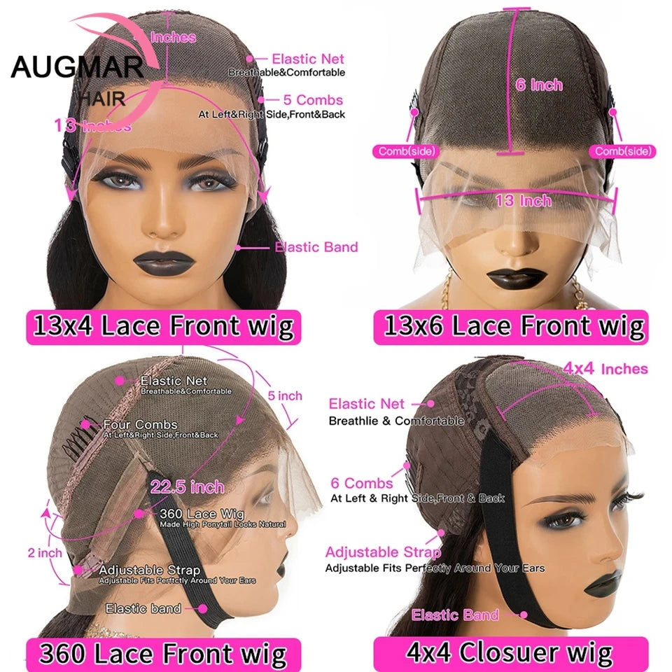 Chocolate Brown Straight Human Hair Wig, 13x6 HD Lace Frontal Density Transparet